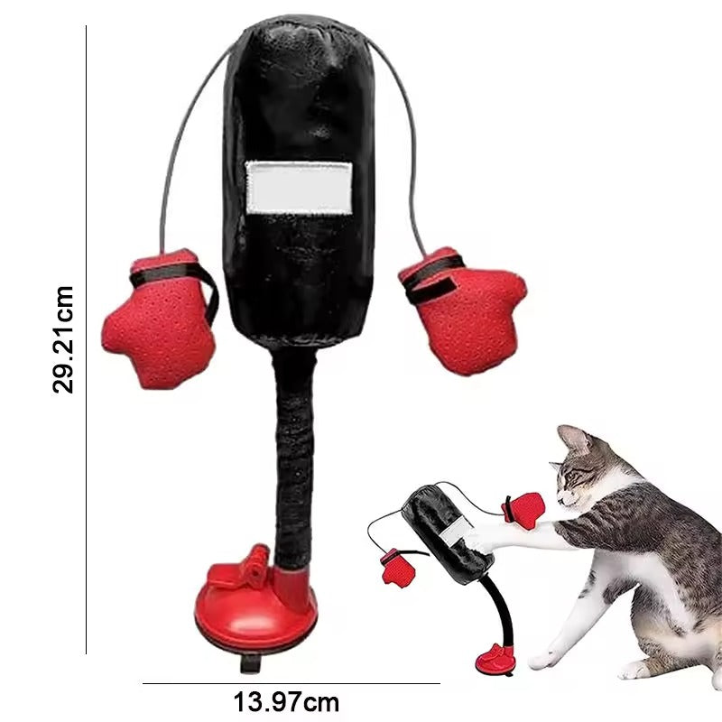 Kedi Boks Torbası – Yüksekliği Ayarlanabilir Vantuzlu İnteraktif Kedi Oyuncağı | Avcılık İçgüdüsü Uyarıcı
